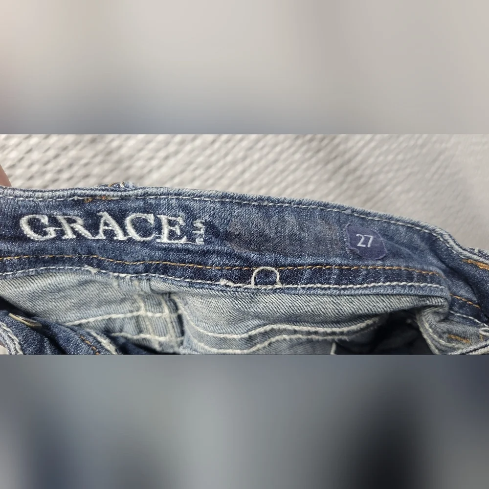 Grace Distressed Blue Jean Shorts - Picture 7 of 8